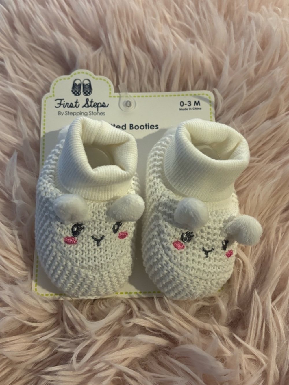 First Steps Baby Cream Knitted Booties